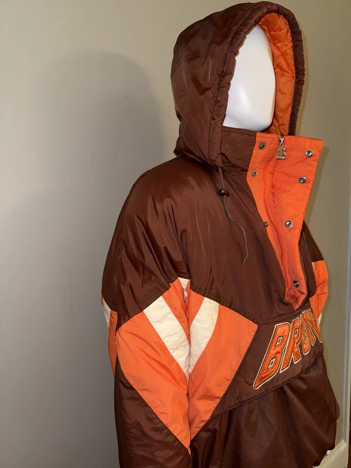 Chaqueta con Capucha Pullover Vintage Años 90 NFL Cleveland Browns 1/2 Cremallera (Talla L) Foto 4 de 4