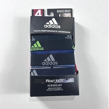 Adidas Youth Boxer Briefs 4 Pack Large Print Athletic Comfort Quick Dry NEW