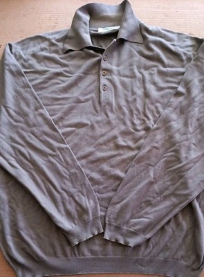 Mondo Di Marco Italy LS Polo Pullover Shirt Men XL Light Brownish Cotton Golf 
