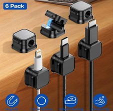 6 Pack Magnetic Cable Clips Cord Organizer Adhesive Wire Holder for Desk Home Ca