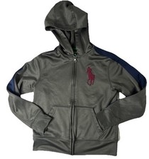 Polo Ralph Lauren Boys' Performance Big Pony Track Jacket Gray And Navy Size S 8