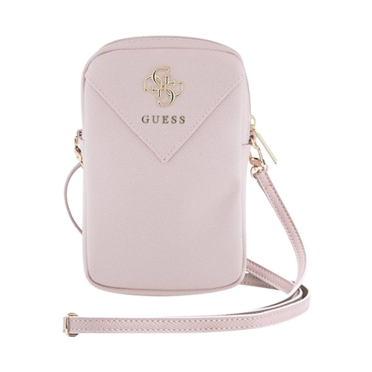 Pochette smartphone Guess 4G rose à sangle pour garder les mains libres en ville