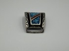 Vintage Navajo M.C. Turquoise & Coral Inlay Watch Band Link Southwest Jewelry — photo 5
