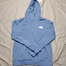 The North Face Boys XL Pullover Hoodie Dusk BLUE Kang Pocket Puzzle Block Back