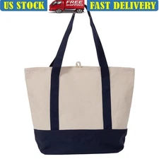 Deluxe Canvas Tote Bag Eco-Friendly Reusable Shopping Grocery Bag Easy Clean New