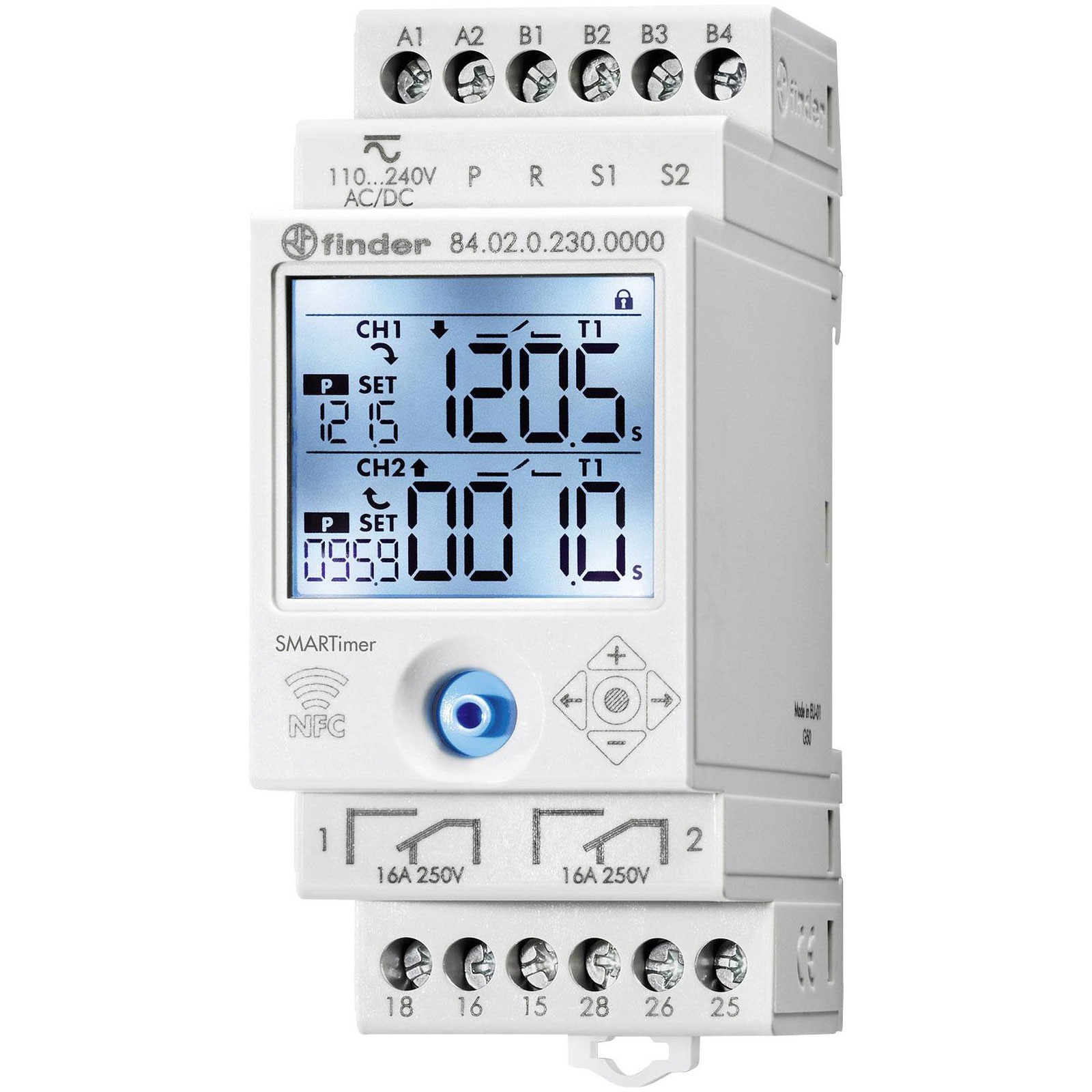 Finder DIN Rail timer 230V AC NFC/joystick large display