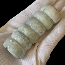 Burmese Natural Light Green Jade Jadeite Wide-Band Rings, Width about 12.5 mm