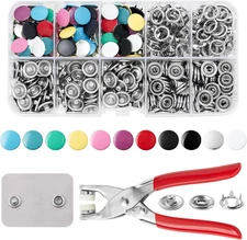 100 Sets Metal Snaps Buttons with Fastener Pliers Press Tool Kit Perfect for DIY