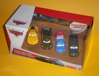DISNEY PIXAR CARS RACE DAY FAN MULTIPACK 2012: 4 Diecast Cars mint in Mattel-OVP