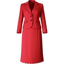 Vintage Moschino Cheap And Chic Blazer Skirt Set Red Scalloped Edge 10/ 44 Italy