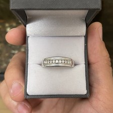 MGW Mens Diamond Ring 10K White Gold 9 Diamonds .25 Carat TW size 10.5 Pre-owned