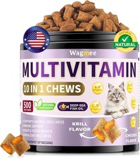 Cat Multivitamin with Fish Oil, 500 Crunchy  Creamy Chews - 10 In 1. Exp-12/27