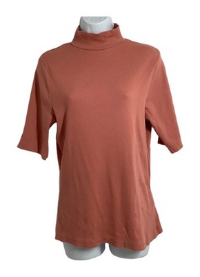 George Damen Rosa Gerippt Hochgeschlossen Kurzarm Top Größe 16 Freizeit Baumwollmischung