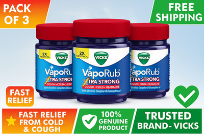 Vicks VapoRub Xtra Strong 50 ml × 3 | Cold Cough Relief Balm | Free Shipping USA