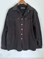 Jesse James Jacket Men’s L Canvas Industrial Workwear Lined Snaps Olive/Gray