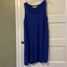 Loft Sleeveless Blue Dress Size Medium stretch above knee cute