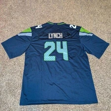 Marshawn Lynch #24 Seattle Seahawks Men's Navy Blue Jersey 3XL