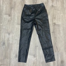 Nasty Gal Faux Leather Split Front Trousers Black Size 10 New With Tags