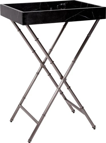 Talbot Marble Tray Table with Titanium Folding Base - Picture 4 of 7