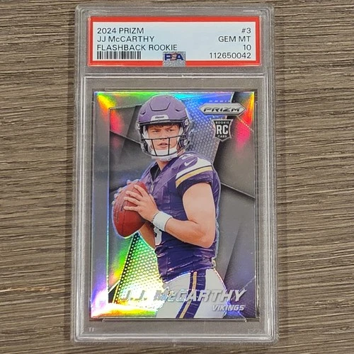 2024 JJ McCarthy Silver Prizm Flashback RC PSA 10