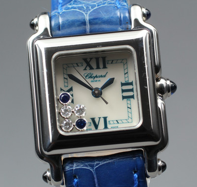 Chopard Happy Sport 27/8892 MOP Dial 3 Diamonds 2 Sapphires Floating Quartz Box