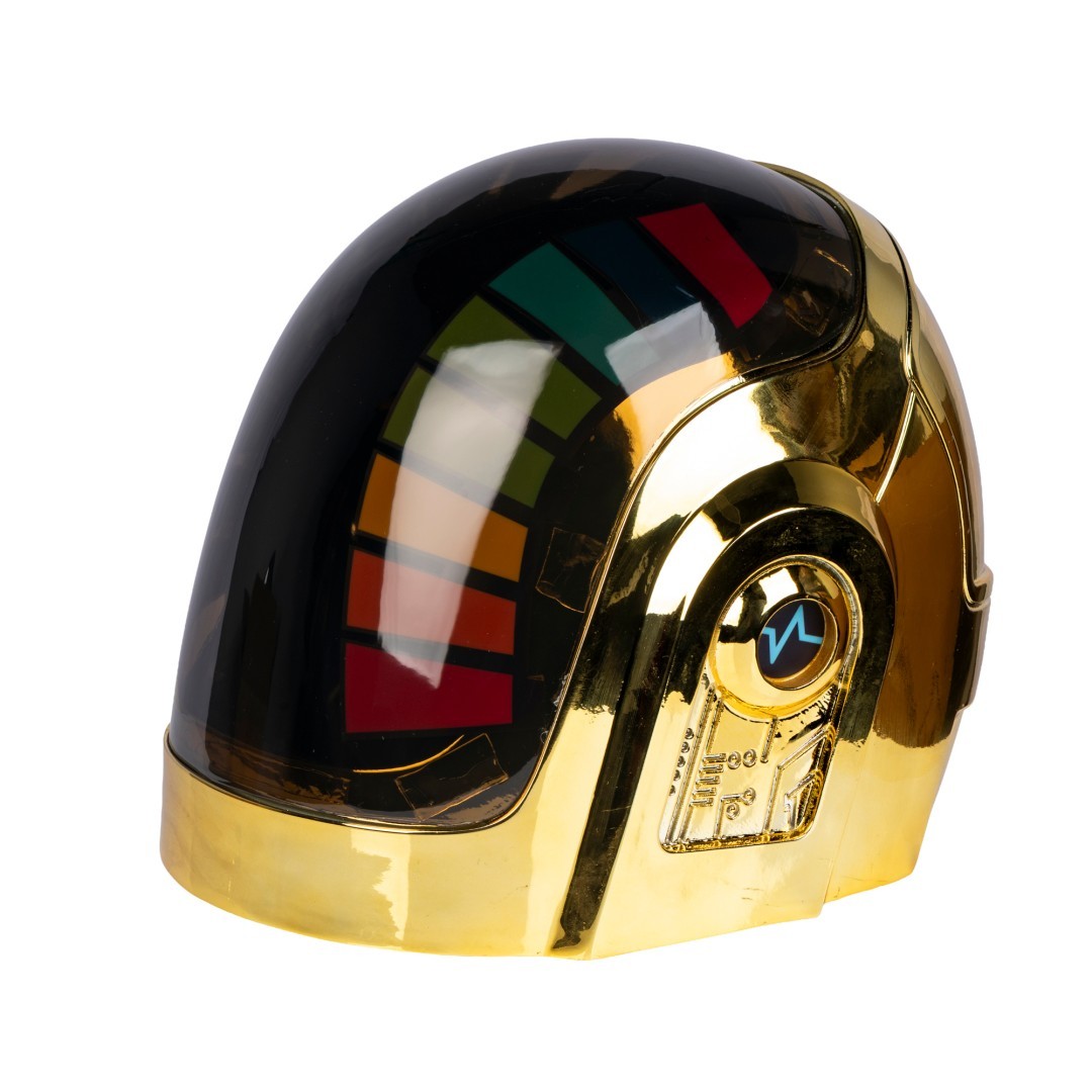 Casco Daft Punk Guy Manuel oro cromato LED illuminazione maschera replica oggetto di scena regalo di Natale foto 2
