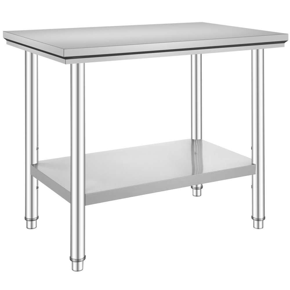 Stainless Steel Worktable 35x24x31in 700lbs 3 Height Levels Kitchen Garage NEW