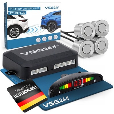 Display Premium Einparkhilfe Rückfahrwarner PDC inkl 4 Sensoren e13 Silber VSG24