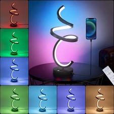 RGB Spiral LED Table Lamp, Dimmable Creative Bedside Lamp, Modern Color Chang...
