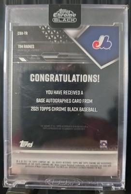 Tim Raines 2021 Topps Chrome Black Auto #TR Green Refractor /99