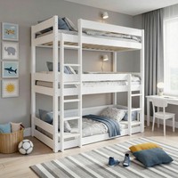Triple Bunk Beds Kids Children High Sleeper Pine 3FT Single Wooden Bed Frame