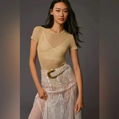 Anthropologie | Second Skin by RD Style Rossie Bodysuit Gold Small