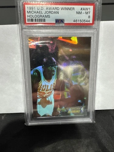 1991 MiCHAEL JORDAN Upper Deck Award Winner HOLOGRAM Bulls Basketball Card PSA 8