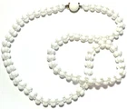 Vintage Jewelry Necklace White Milk Glass Beaded Cluster Faceted Long Clear 13