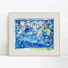 Framed Canvas Print Flower23 by Marc Chagall Wall Art Home Decorations