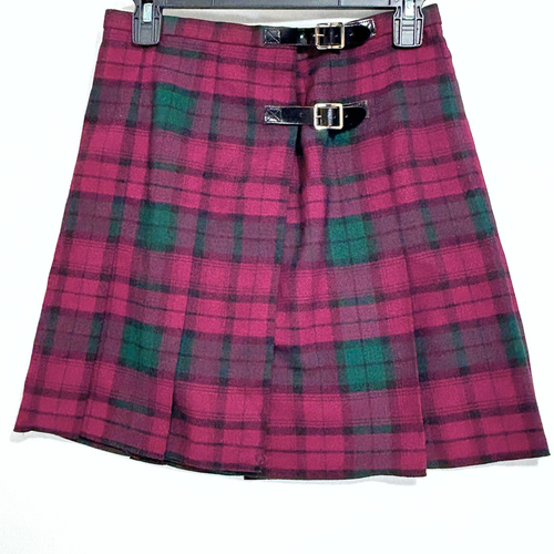Topshop Plaid Kilt Skirt Women Sz 6 Red Green Buckle Closure Preppy Grunge Item: