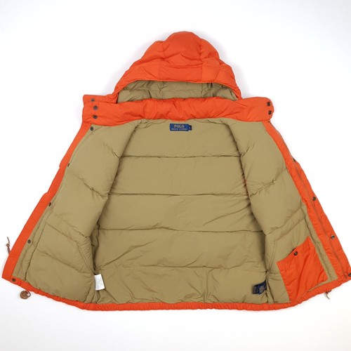 Polo Ralph Lauren Down Puffer Gilet Large Men Hooded Vest Bodywarmer Orange VGC - Picture 11 of 18