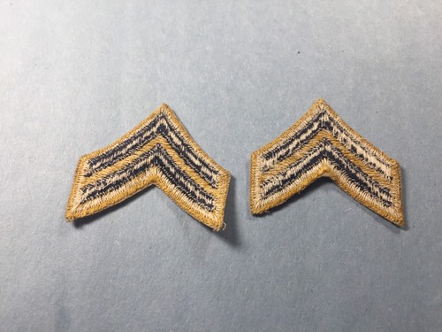 vtg. US Army Chevron Corporal combat (Blue on Gold) 2 pcs - Picture 4 of 5