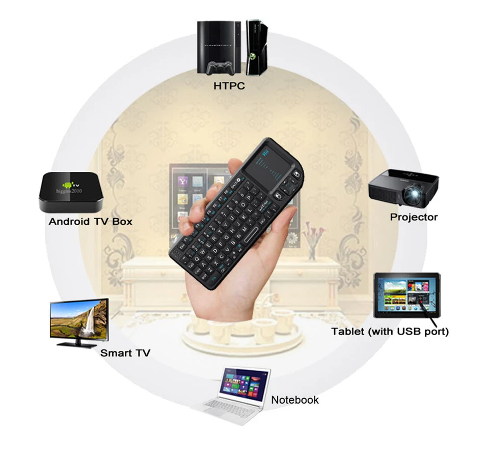 Mini teclado inalámbrico Rii X1 genuino actualizado + panel táctil para Smart Tv Android Foto 3 de 4
