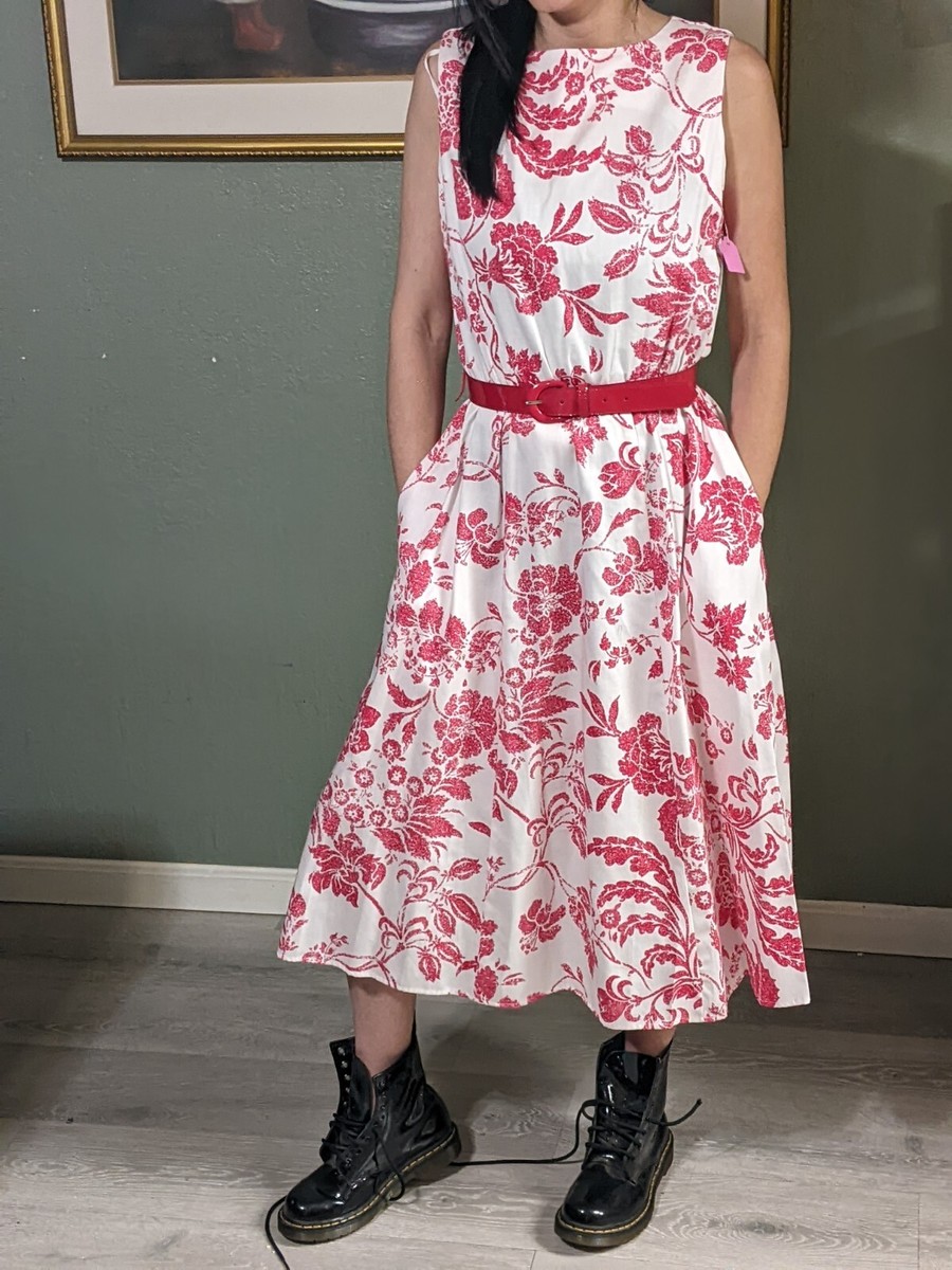 Vintage Brownstone Studio Dress Retro Garden Party Midi Floral Belted  Pockets | eBay
