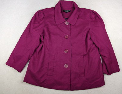 Dialogue Women's Jacket Size XL Fuchsia Purple 3/4 Sleeve