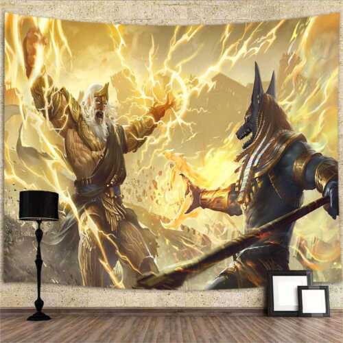 Zeus vs Anubis Extra Large Tapestry Wall Hanging Poster Anime Background Games - Picture 1 of 7