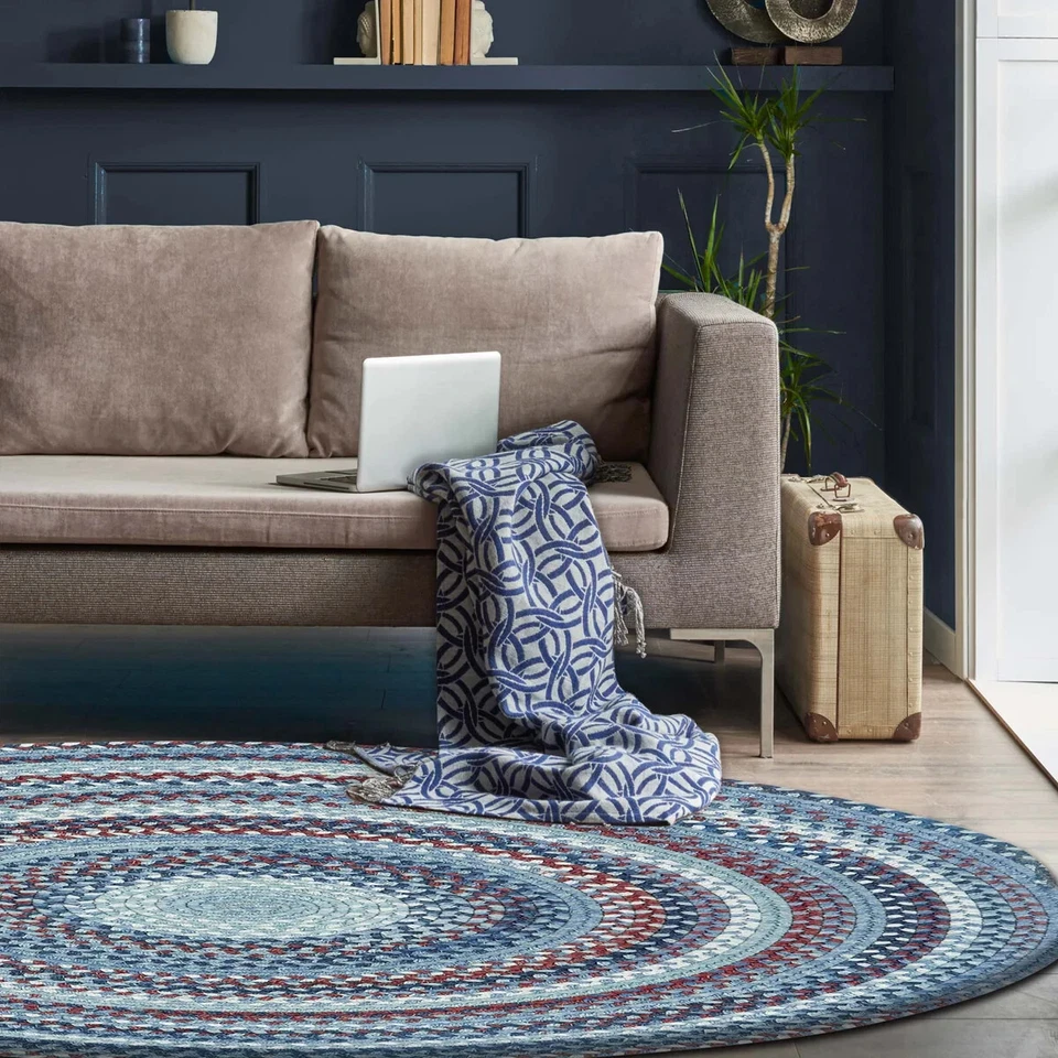 Alfombra redonda trenzada de lana Capel Rugs Kill Devil Hill Old Glory Foto 2 de 3