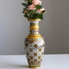 Set di 2 vasi da fiori in marmo bianco dipinti a mano - eleganti e senza tempo