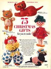 Christmas Gifts to Make Crafting Craft Ideas Doll Clown Vintage Print 1959