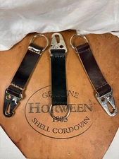 Horween Shell Cordovan Key Chain Clasp Key Ring 6 inch with Stamp Handmade
