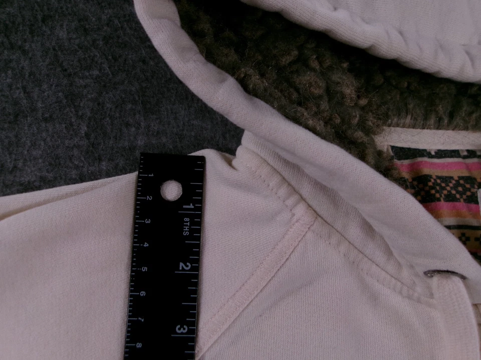 Roxy Sweatshirt Womens Medium White Hoodie Casual Full Zip Aztec Liner Preppy - Image 4 of 4