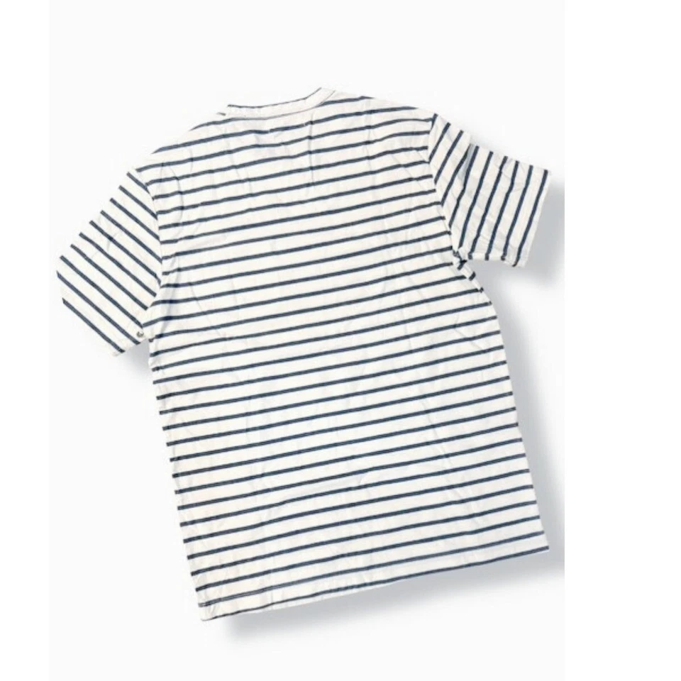 Camiseta American Eagle AE77 Premium cuello redondo para mujer rayas azules y blancas Foto 2 de 3