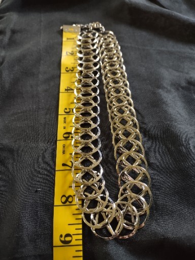 Unbranded Silver Tone Interlocking Ring Necklace … - image 7