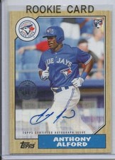 2017 Topps Update Anthony Alford 1987 30th Anniversary Auto Rookie Card RC Mint